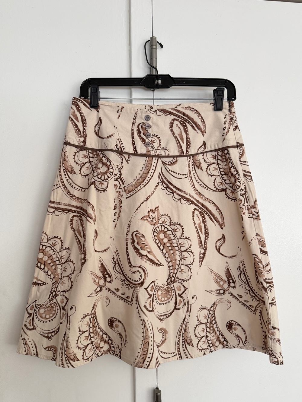 Vero Moda Beige and Brown Paisley A-Line Skirt